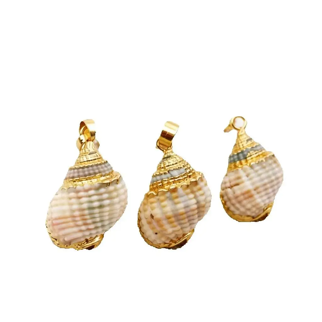 WT-JP034 WKT wholesale natural cowries pendant cute round shape trumpet shell pendant for women necklace making New design