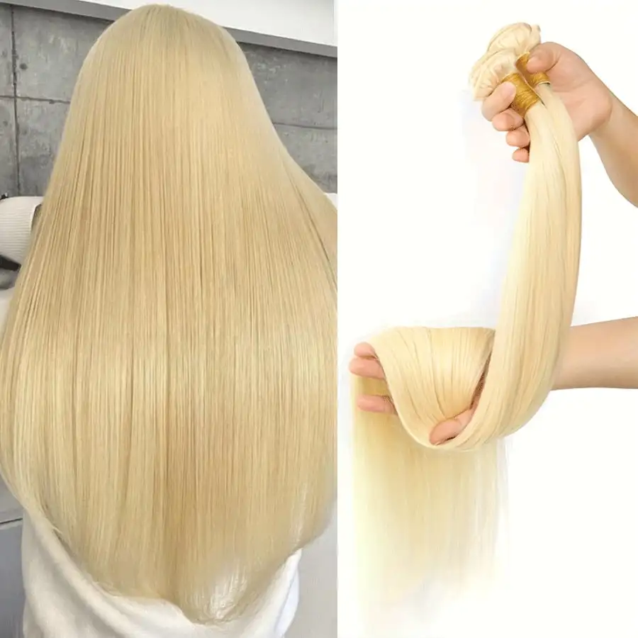

613 Bundles Human Hair 20 Inch Straight Blonde Bundles Human Hair 12A Grade Brazilian Virgin Raw Hair Quick Weave 1 Bundles Hair Extensions for Women