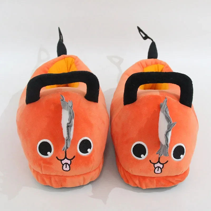 Pochita Slippers New Cartoon  Anime Peluche Shoes Denji Fluffy Lazy Fur Non Skid Grip Cosplay Halloween Happy Orange Dog Gift