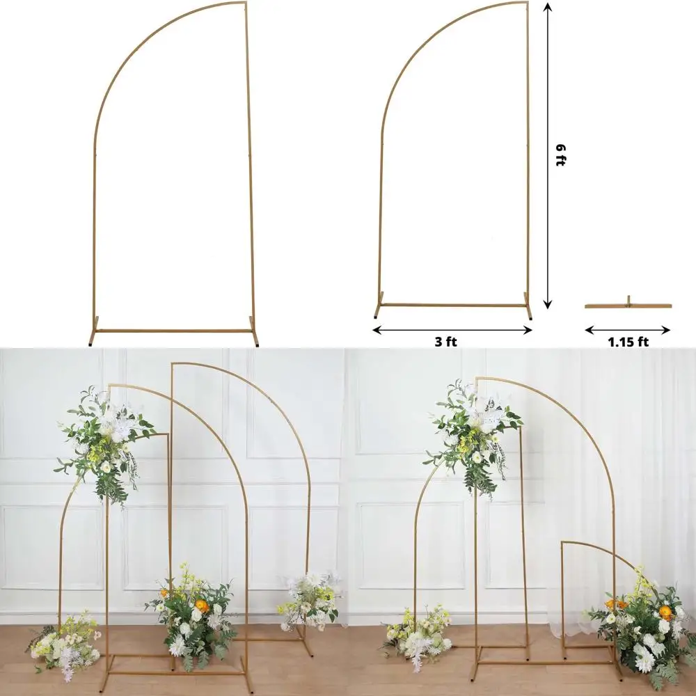 

Золотая металлическая рамка с цветочным рисунком для свадебной арки в форме полумесяца и фонов для вечеринок
