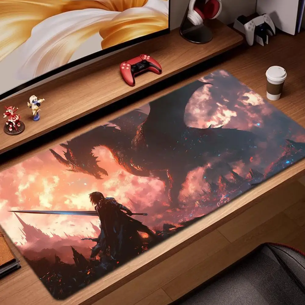 

Коврик для мыши Dragon Knight, игровые аксессуары, коврик для клавиатуры, XXL, большой запирающий край, 900X400 мм, настольный коврик, игровой коврик для мыши