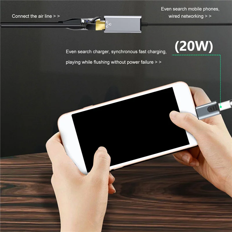 2X RJ45 LAN محول آيفون 14 13 12 11 8 7 6 5 /Ipad/Ipod إيثرنت LAN محول الشبكة مع منفذ محول الشحن 20 واط