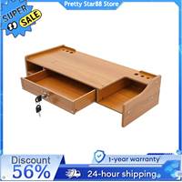 Laptop Screen/Computer Desktop Monitor Stand Riser with Drawer Cherry Wood Color with Storage Drawer Strong and Durable