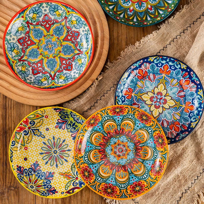 6.5inch Bohemian Ceramic Western Steak Plate High Appearance Level Home Resterant Creative Dish Plate Fruit Plat Dinner Plate