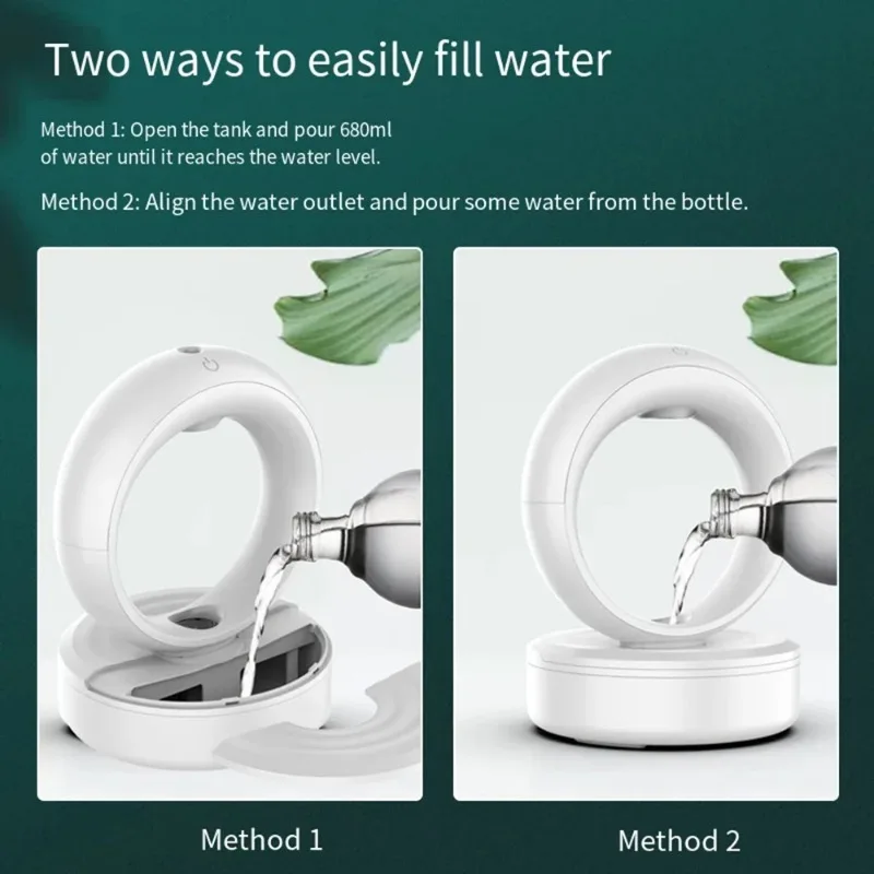 مرطب قطرة الماء المضاد للجاذبية، سعة كبيرة 680 مل مع ضوء ليلي LED، مرطب قطرة المطر، رذاذ بارد، لغرفة النوم