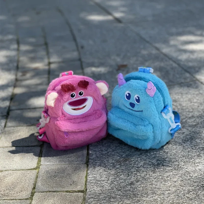 7 أنماط ديزني لطيف الكرتون حقيبة الفراولة الدب سوليفان ألعاب من نسيج مخملي حقيبة ساعي حقيبة الظهر حقيبة كتف هدية عيد ميلاد