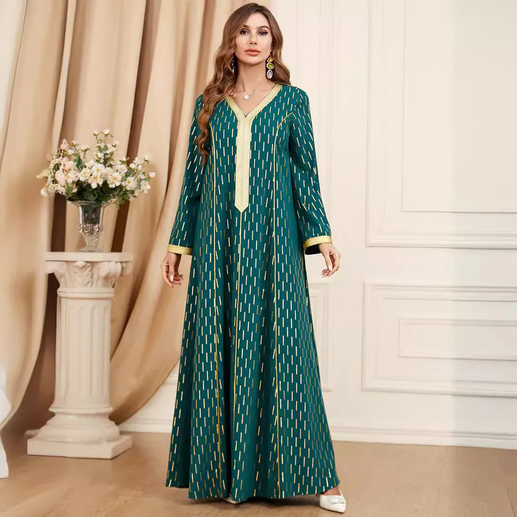 3404 Arabian robe women's fashion splicing abaya long-sleeved dress women's spring dress