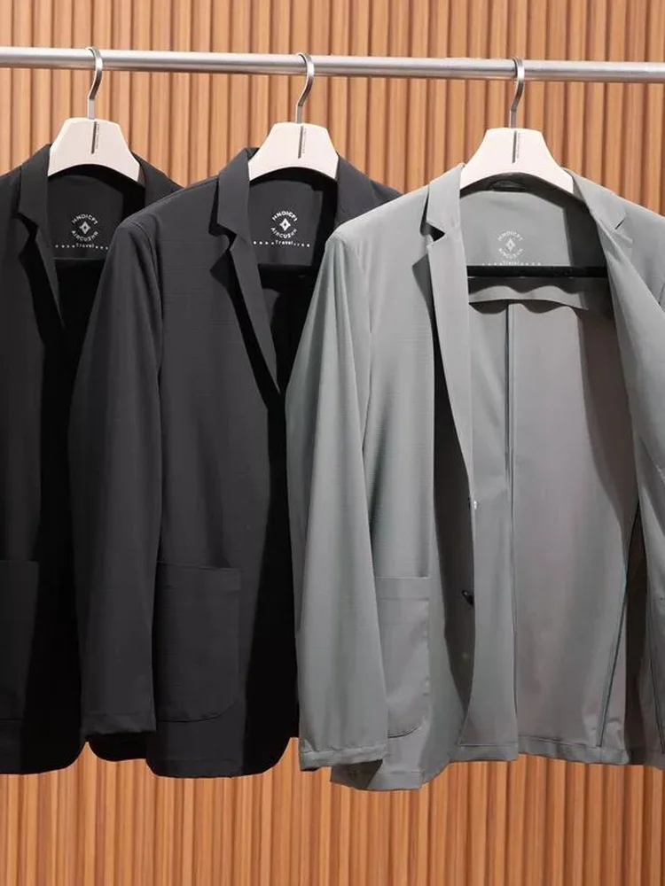 

Men's Summer Lightweight Luxury Ice Silk Cool Feeling Breathable Casual Suit Jacket Standard Fit Pure E-commerce Nylon Spandex