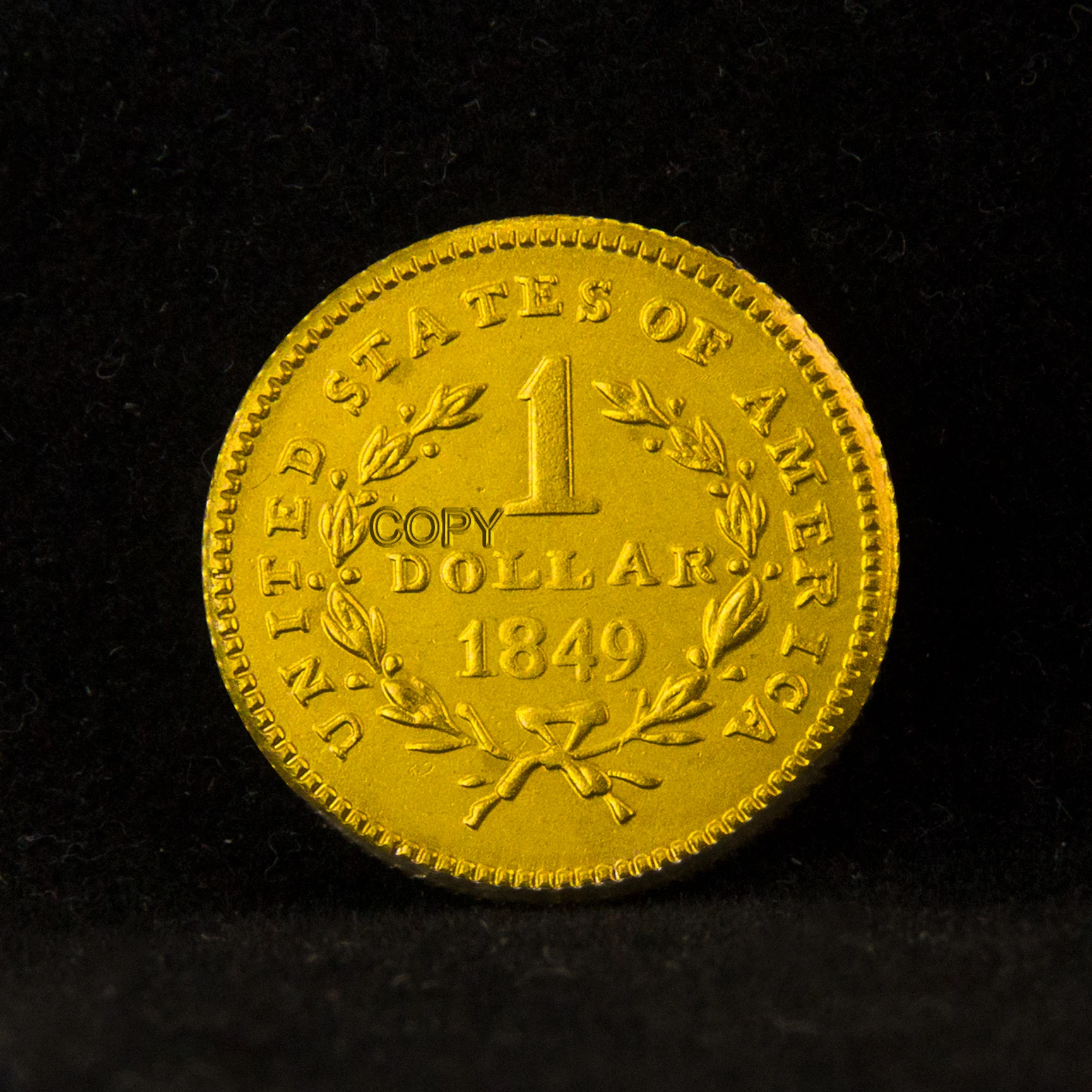 1849-1853 تمثال الحرية الأمريكي دولار واحد عملة ذهبية تاج صغير تذكارية 24K مطلية بالذهب تحصيل الصبي كلمة عملة