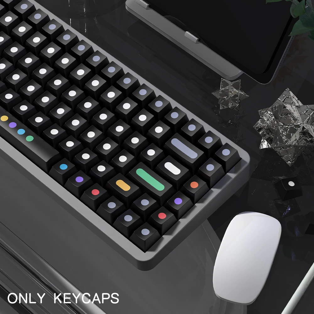 Black dots Theme  Keycaps  Cherry Profile Key caps for 61/64/68/84/87/96/98/104 Mechanical Keyboard