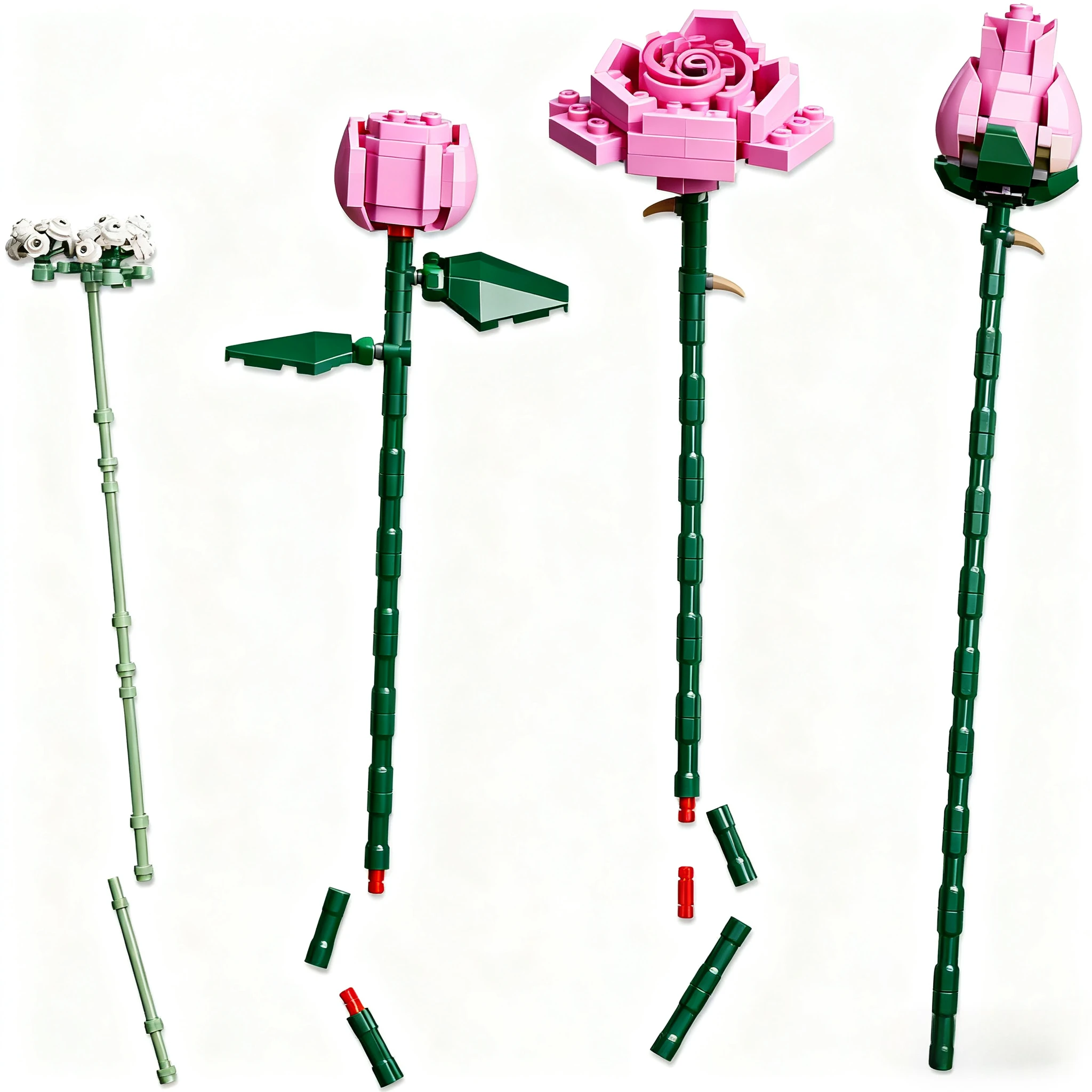 MINISO Romantisches rosa Rosenmodell 10374, Bausteine-Sets, geeignet für Weihnachtsgeschenke, kompatibel mit Legoed Particles, 789 Stück.