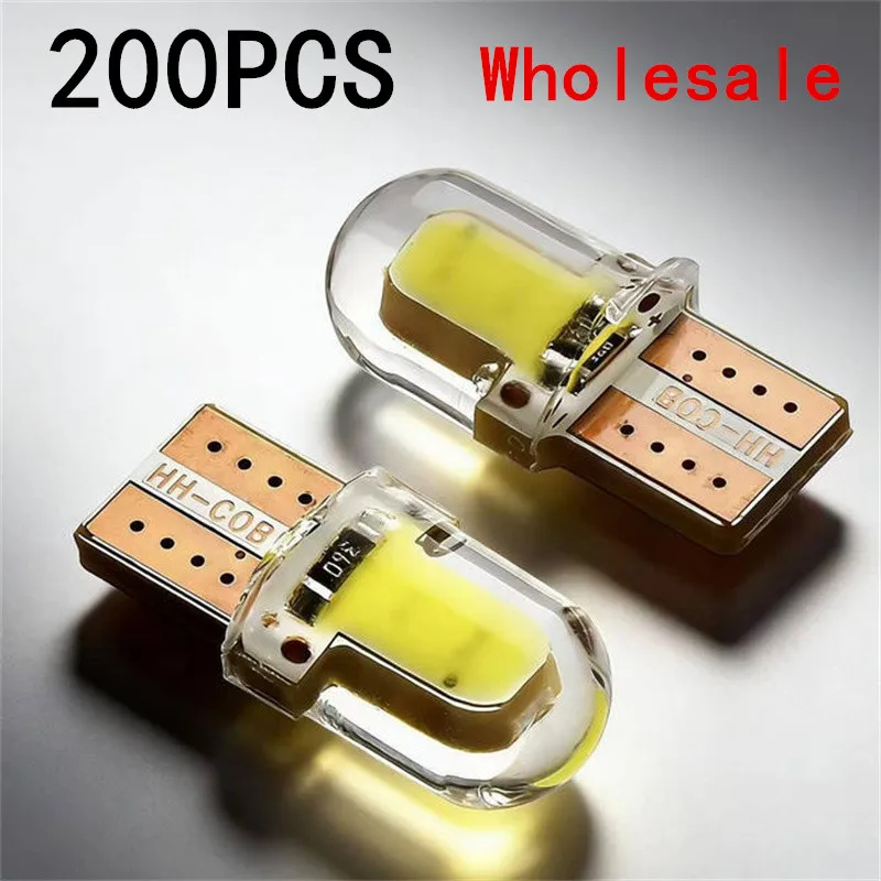 5/10/100/200PCS LED License Plate Light Bulb W5W T10 COB 4SMD Canbus Compatible Auto Parking Clearance Lamp Bright Silica Wedge