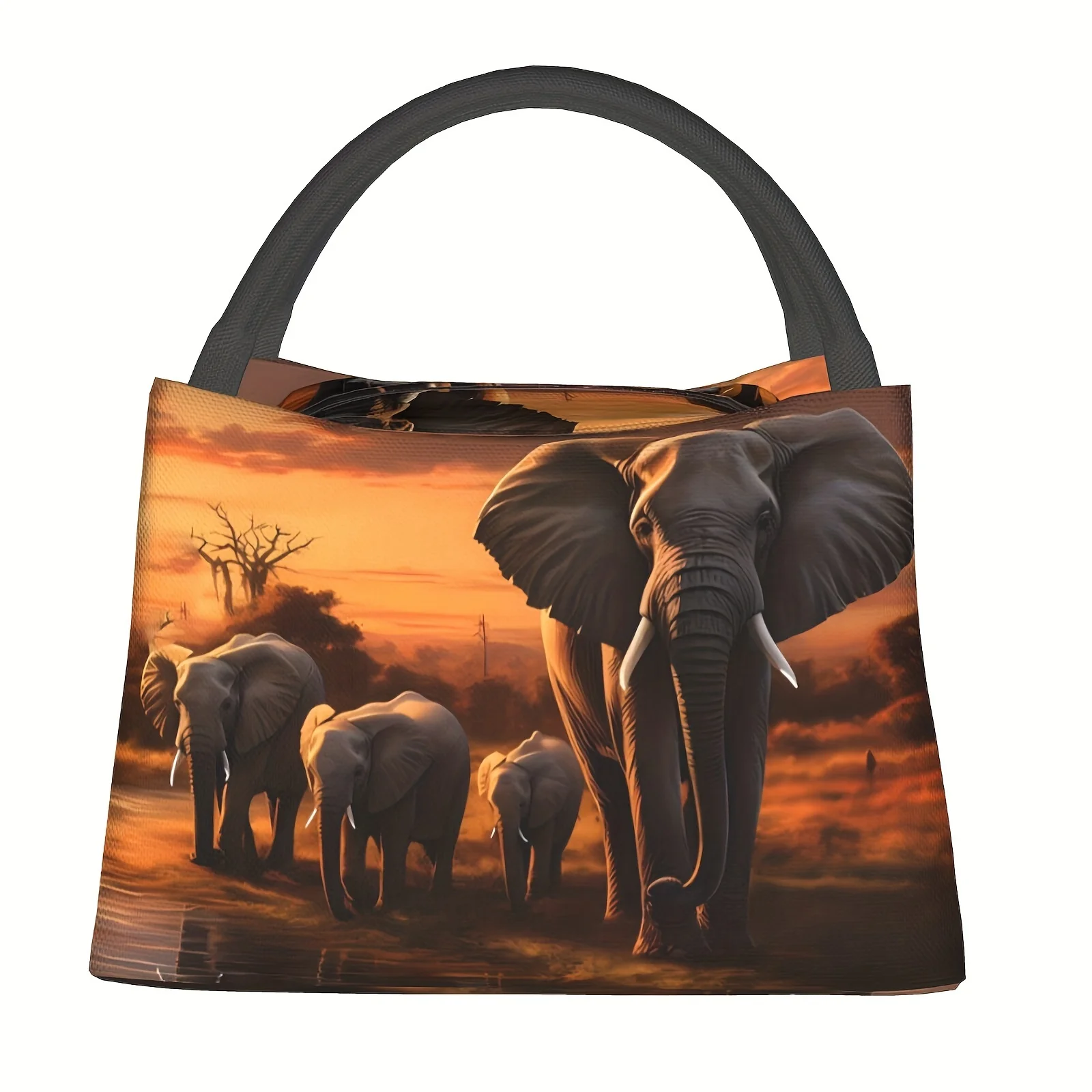 1pc Elephant Pattern, Portable And Reusable Refrigerated Bag, Insulated Lunch Bag, Used for Camping, Picnicking, Beach, Home, Re