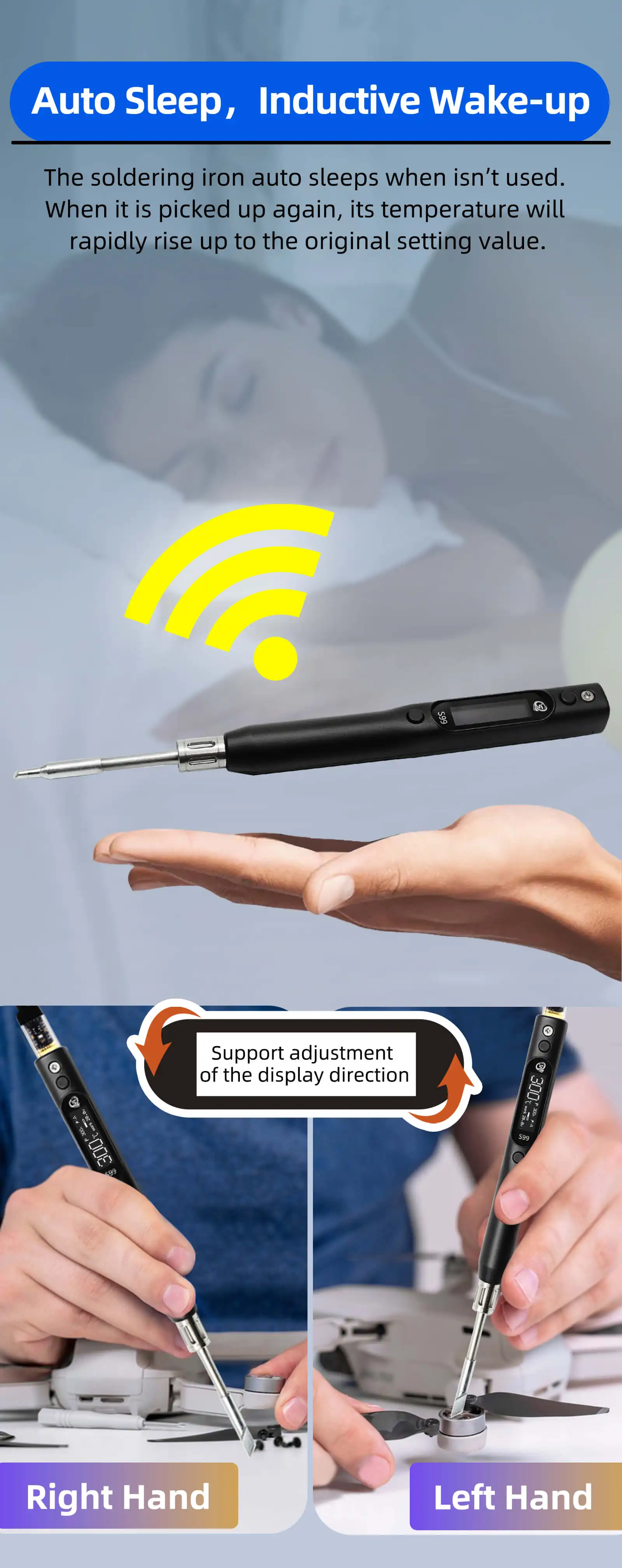 SEQURE S99 Repair Tool High Power 75W/150W Soldering Iron with C245 Tip Compatibility Anti-Static Welding Pen for Drone RC Model