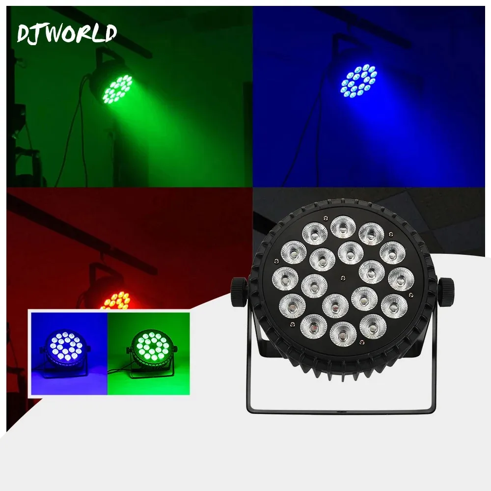 DJWORLD 무대 조명, DJ 디스코용 전문 DMX 제어, LED 파 라이트, RGBWA, UV, 6in 1 플랫 플라스틱, 18x12w, 4in 1 파 라이트