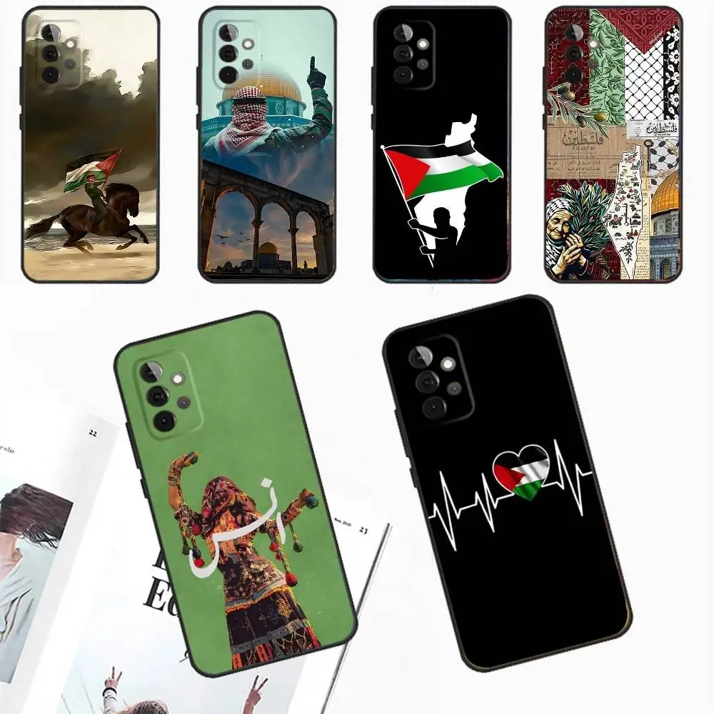 

P-Palestines-F-Flag Map Phone Case For Samsung Galaxy A13,A21s,A22,A31,A32,A52,A53,A71,A80,A91 Soft Black Phone Cover
