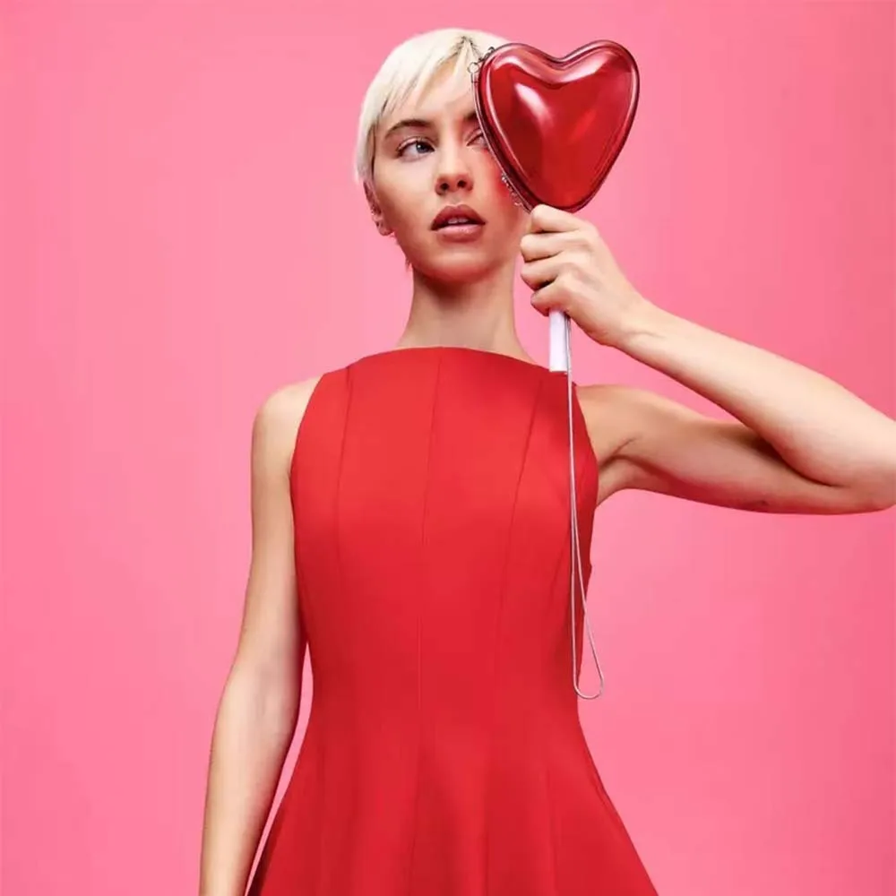 

Love Shape Lollipop Acrylic Dinner Bag Candy Girl Red Heart Shape Party Bag Transparent Acrylic Coin Purse Wallet Shoulder Bag