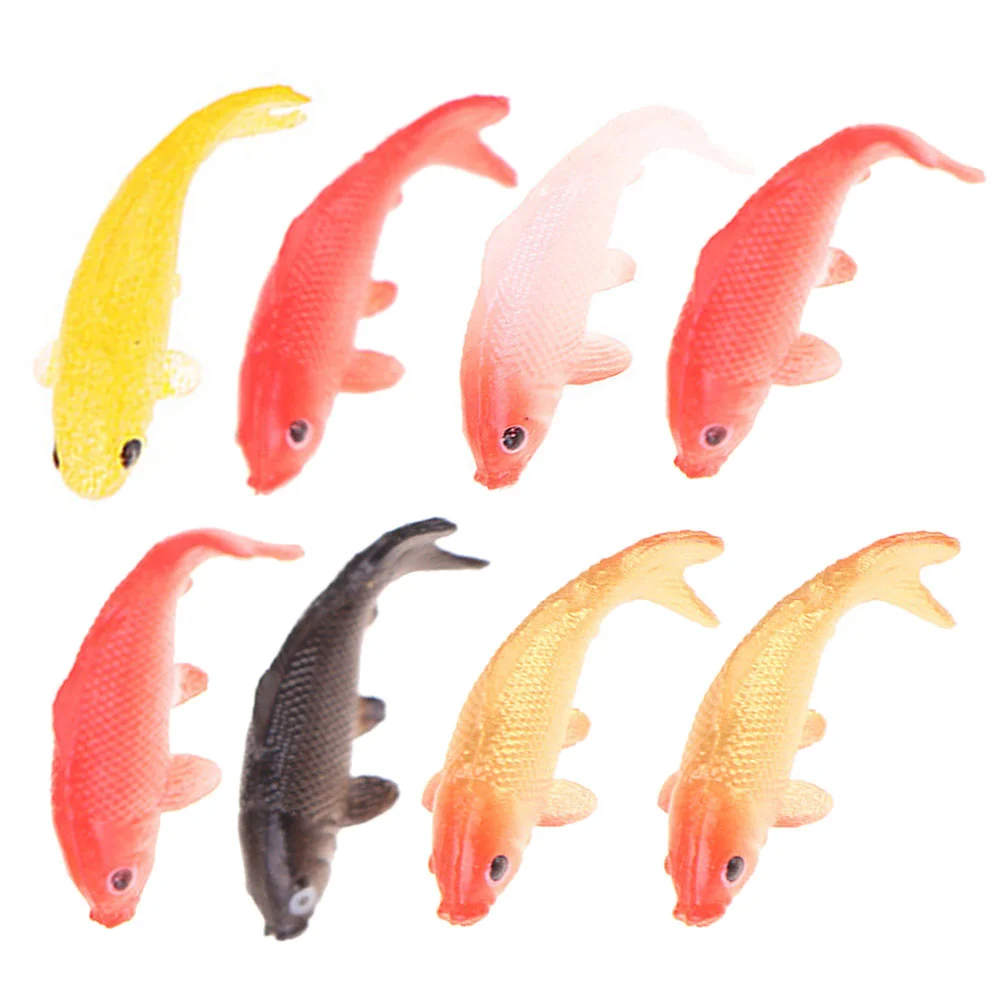 

8 Pcs Mini Toys Simulated Koi Model Animal Figures Fake Fish House Decoration Accessory Aquarium