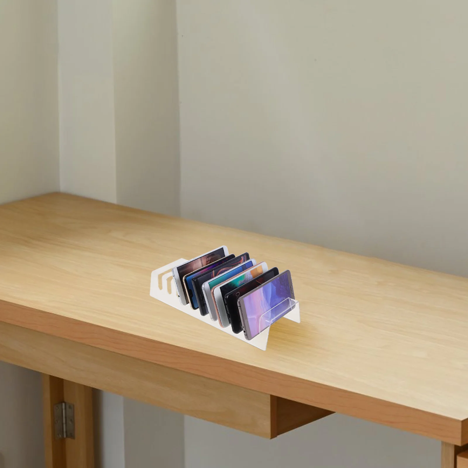 Clear Acrylic Phone Holder Stand For Desk Tablet Storage Display Organizer Mobile Device Rack Classroom Charging Station