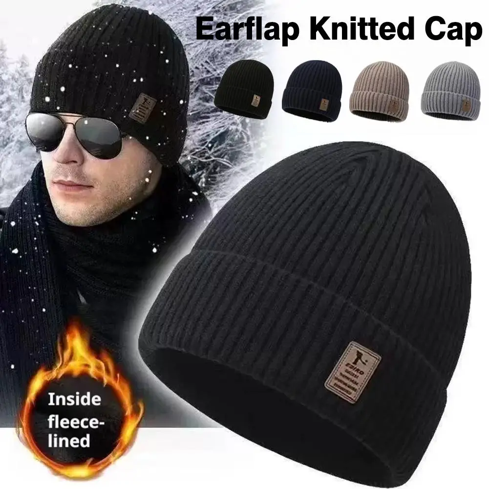 Women Man Winter Beanie Hat Ribbed Knitted Cuffed Cap Casual Solid Color Skullcap Baggy Retro Ski Cap Unisex Warm Bonnet