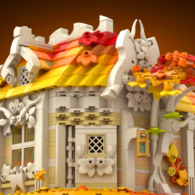 MOC- 191138   Autunno-Casa di betulla Blocchi di costruzione urbani Città Set di bellezza estetica Adulti Regali creativi Decorazione natalizia 1559 pezzi