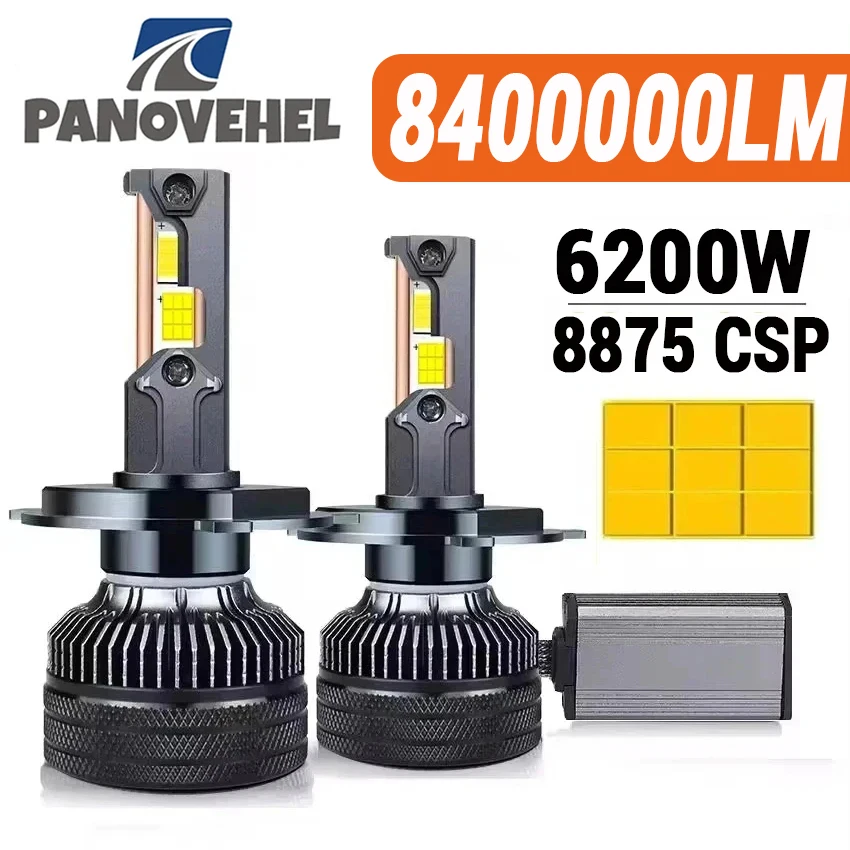 

Светодиодная лампа PANOVEHEL H7 H4 с тремя медными трубками для автомобиля, H1 H11 6200W 8400000LM HB3 9005 HB4 9006, светодиодная лампа для фар 6000K