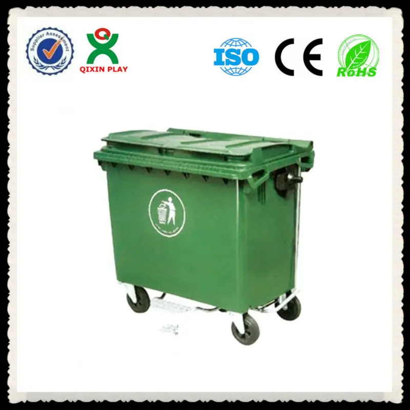 Eco-friendly 660L large mobile dustbin colored plastic pedal trash can Classified waste bin with wheels