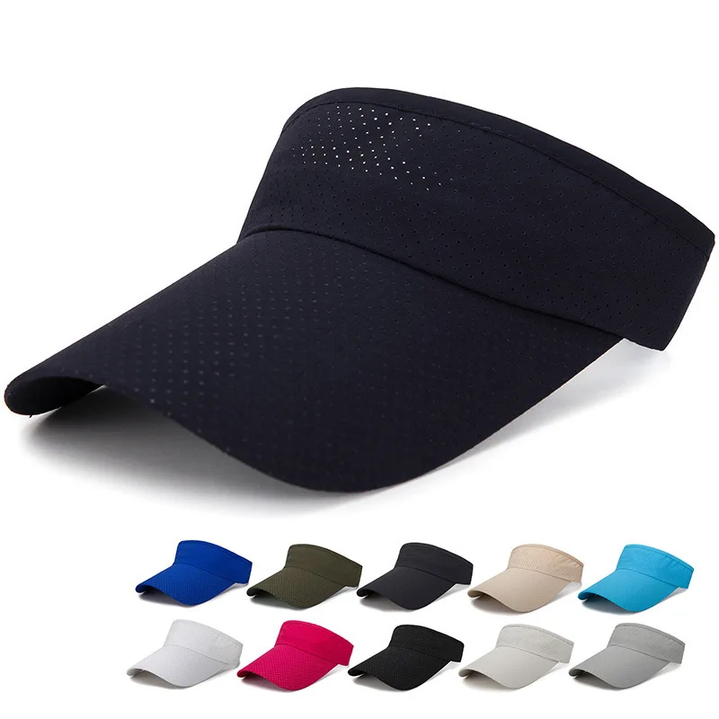 Summer Breathable Air Sun Hats Men Women Adjustable Visor Uv Protection Top Empty Solid Sports Tennis Golf Running Sunscreen Cap