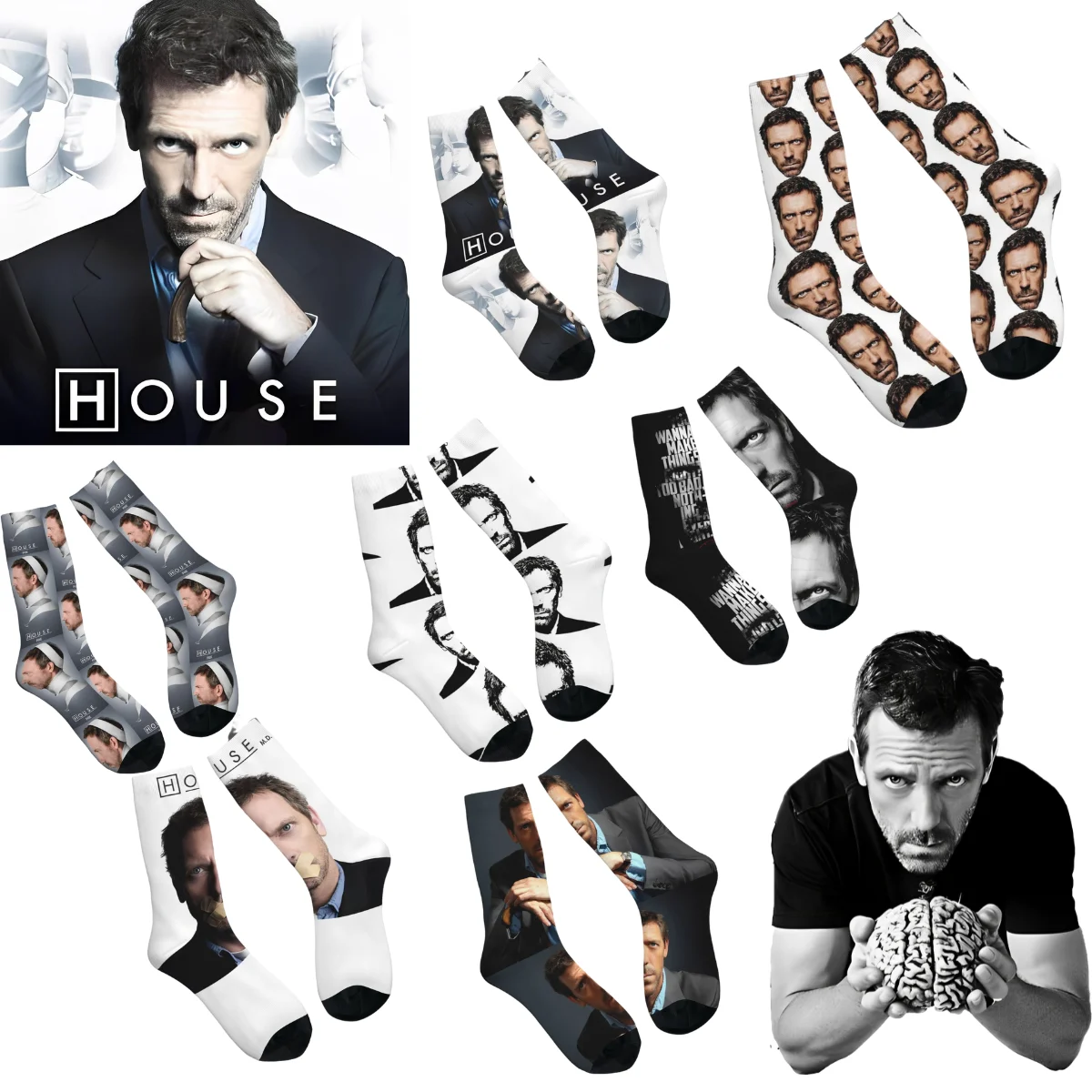 Unisex Men Socks Dr. Gregory House American Television Stockings Autumn Fashion Medium Soft Socks Running Anti Sweat Socks