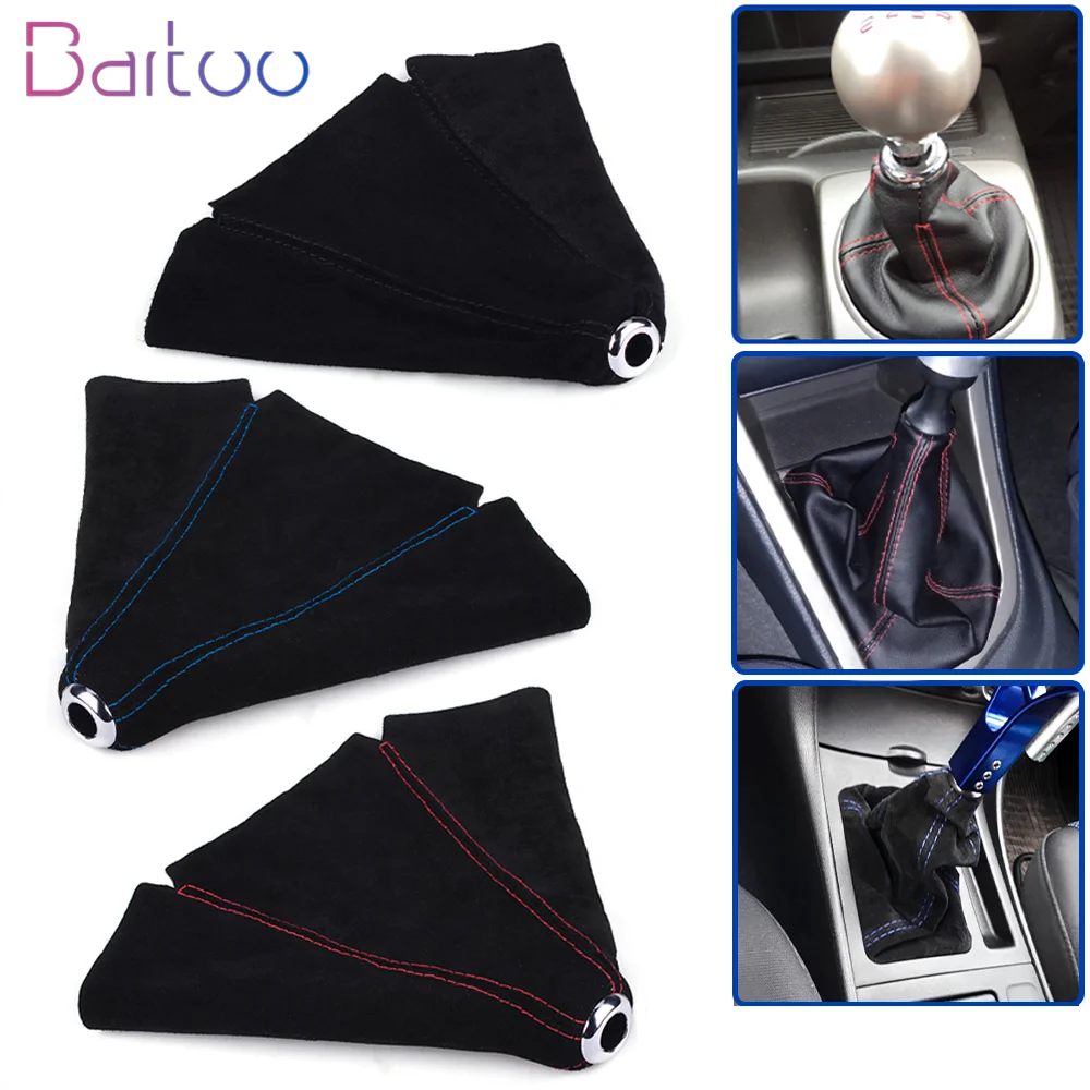 

Bartoo-New Car Universal Suede Leather Car Gear Shift Collars Shift Shifter Knob Boot Cover Auto Interior Accessories SFN002