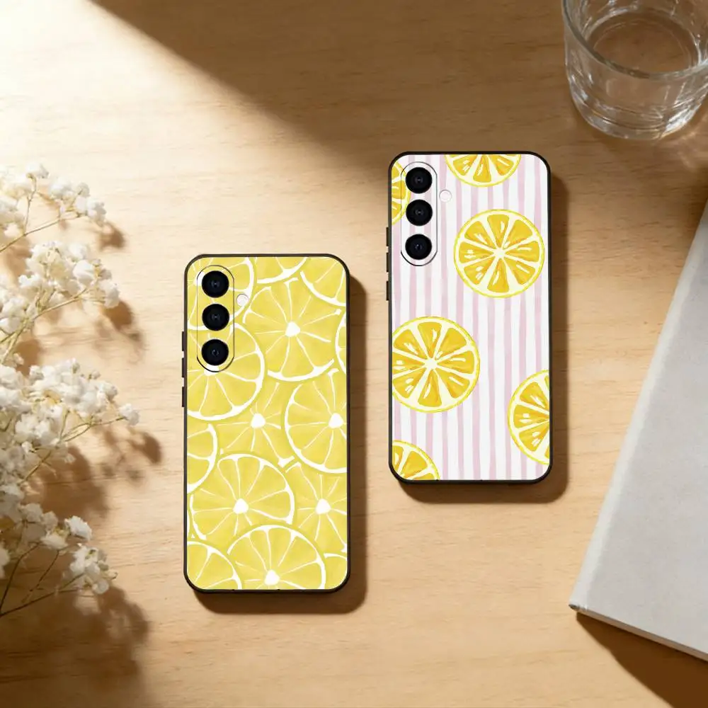 Lemon Phone Case For Samsung Galaxy A73,A72,A71,A70,A53,A52,A51,Soft Silicone Black Cover
