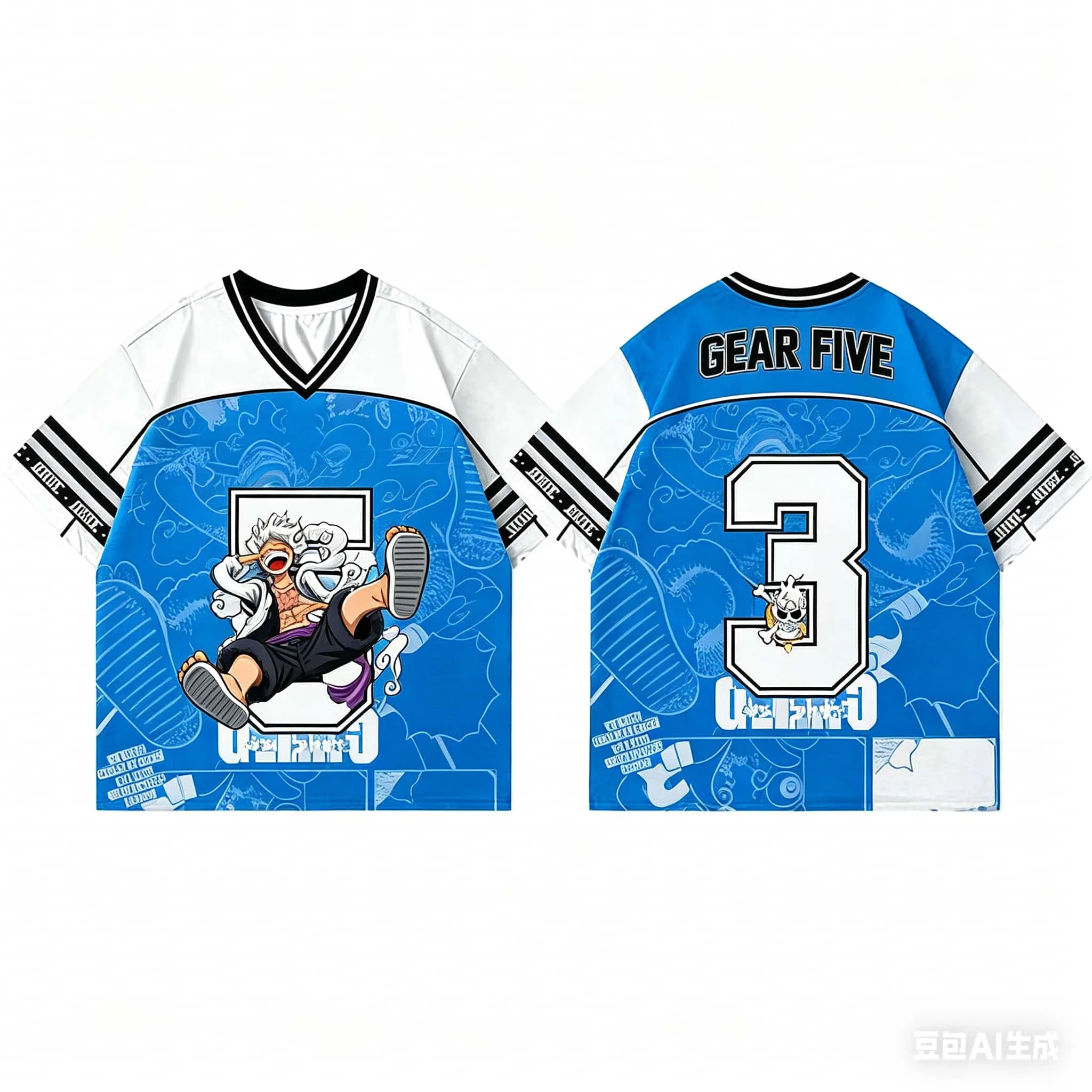 One Piece Vintage Anime Over Fußballtrikot für Kinder, Jungen und Mädchen, schnell trocknend, atmungsaktiv, für Spiel und Training, Fan-Sport, kurzärmelige Oberteile – Detail 7