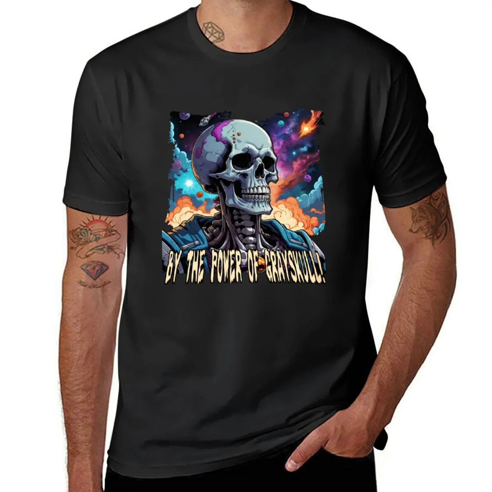 Gray skull Galactic T-Shirt blacks anime clothes plain t shirts men