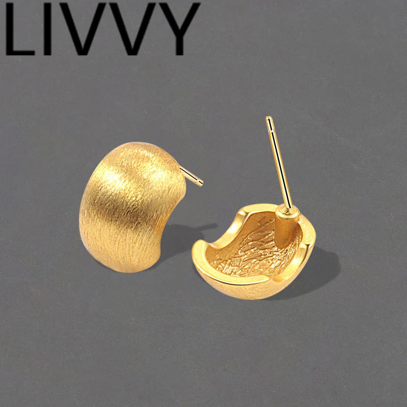 

LIVVY Silver Color Stud Earrings For Women Couples New INS Fashion Simple Geometry Handmade Ear Jewelry Gifts