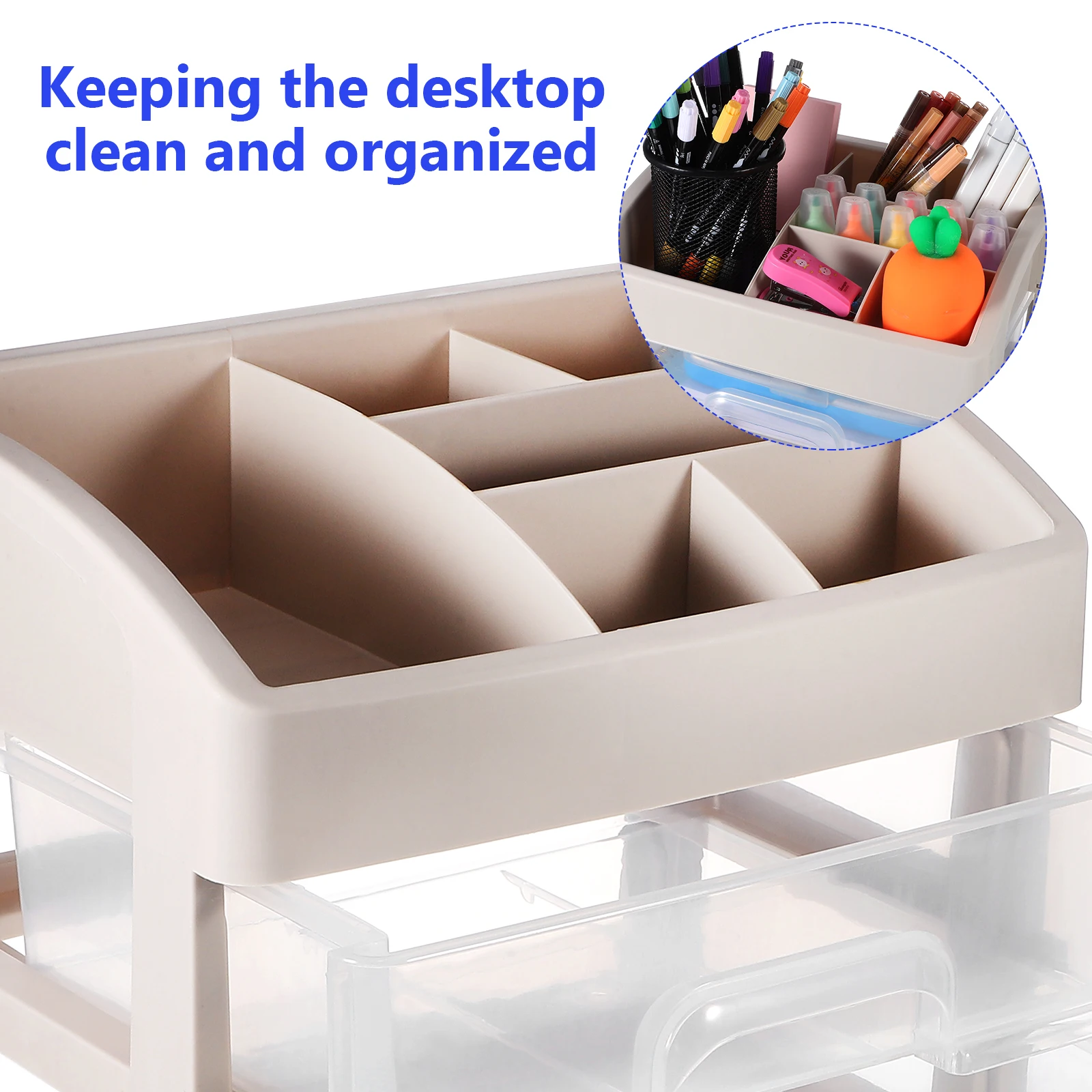 Desktop Storage Box Transparent 3 Layers Small Size Desk ganizer Drawer Type Plastic Stationery Jewelry Makeup Holder Large