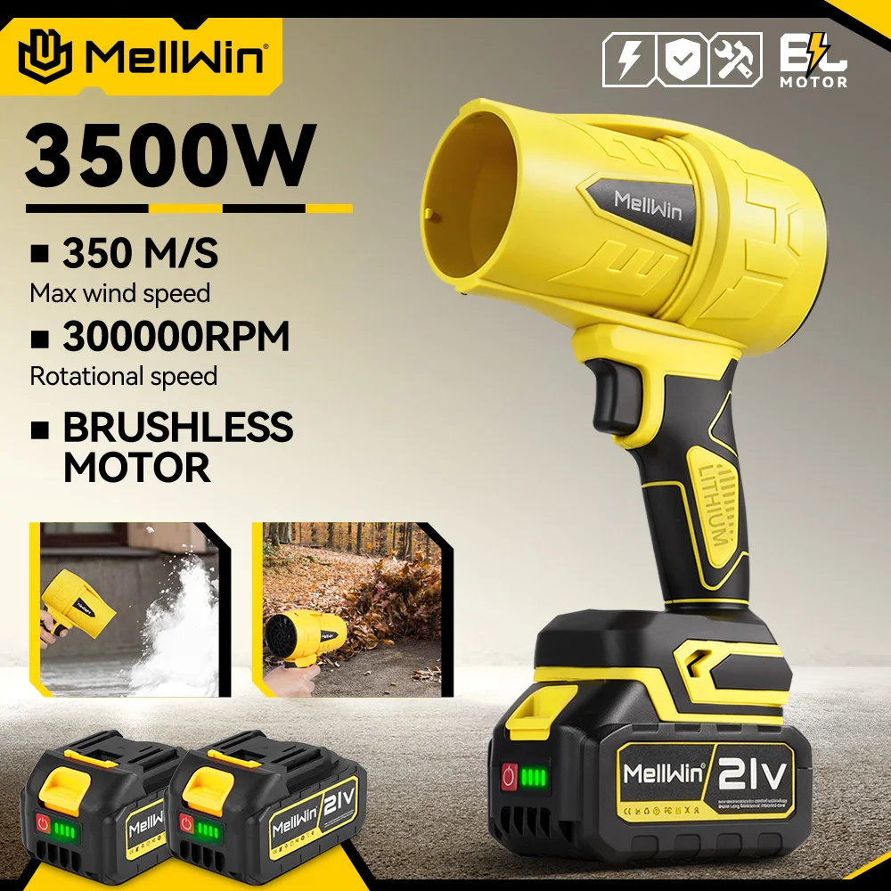 MELLWIN 300000RPM Bürstenloser Elektrischer Turbo-Jet-Lüfter Handgehaltener Laubbläser Staubreiniger für Makita 18V Akku