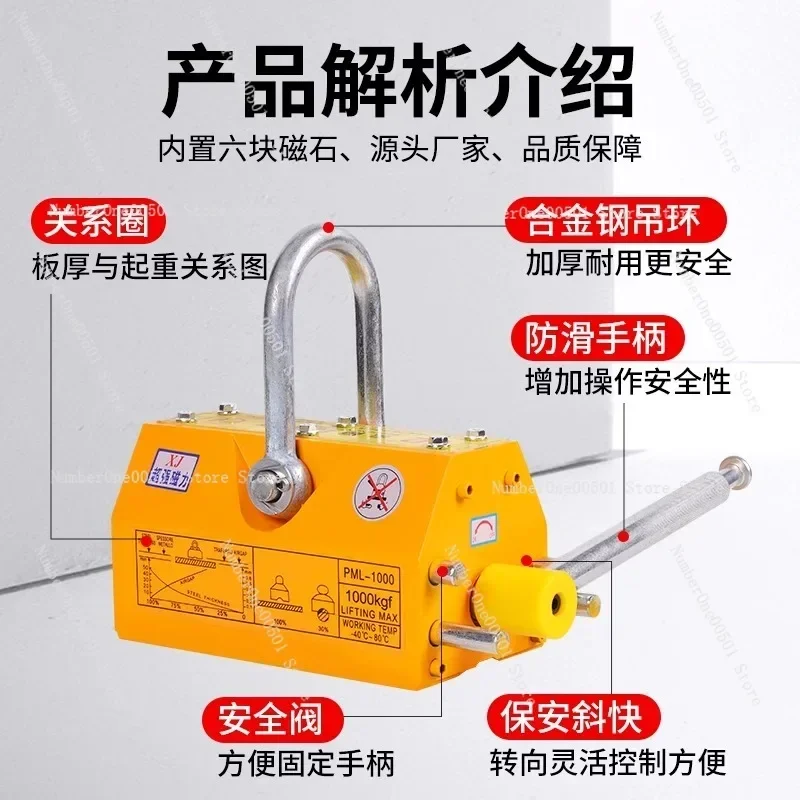 100kg/200kg Strong Magnetic Crane Labor-Saving Design Permanent Magnet Sucker Neodymium Magnet Lifter Sucker