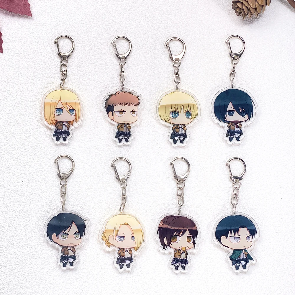 1/11Pcs Anime Figure Attack on Titan Car Keychain Accessories Acrylic Cute Charms Pendant For Bag Key Holder Backpack Decoration
