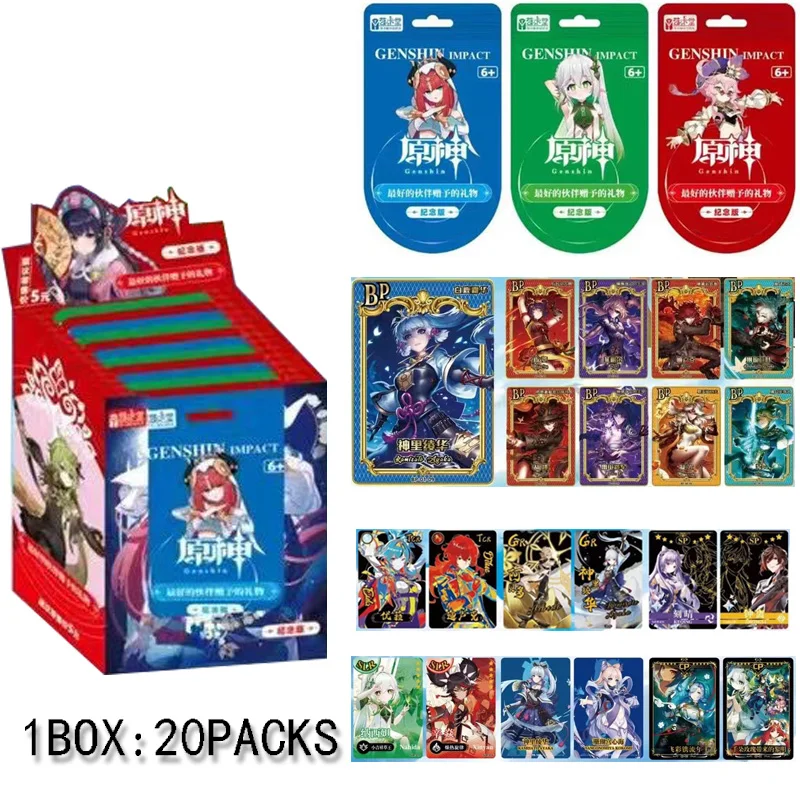 Original Genshin Impact Collection Cards Box TCG Pack Full Set Set New In Anime Game Playing Cards Board Toys  Gift Toys