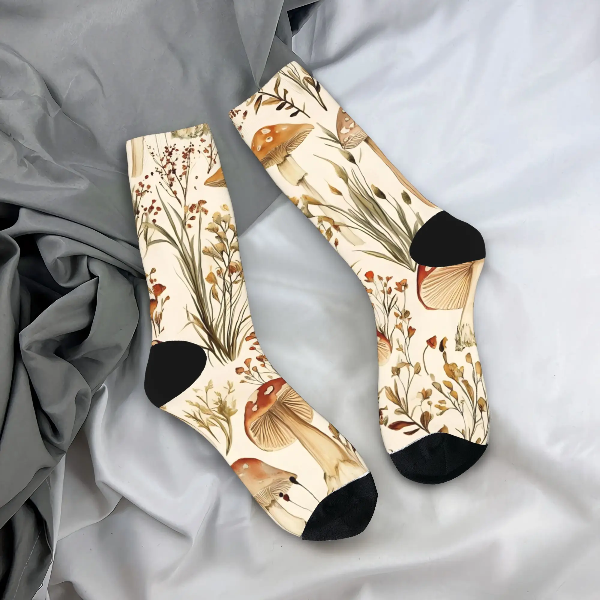 Chaussettes colorées unisexes en forme de champignon de forêt, chaussettes rétro antidérapantes à Tube central, dessin animé, automne et hiver