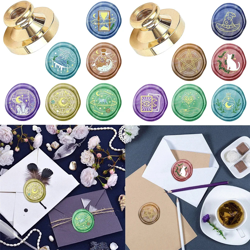 Magic Space Wax Seal Stamp Set Vintage Sealing Stamp Heads Wax Stamp Kit for Party Invitations Envelops Cards and Gift Packaging