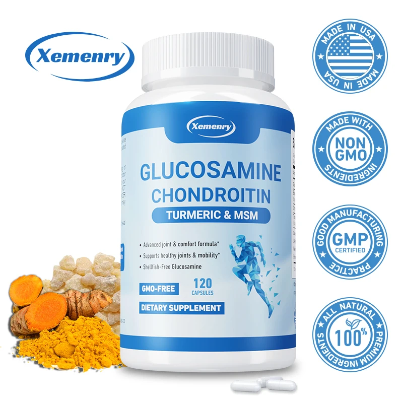 

Glucosamine Chondroitin Turmeric & MSM - Joint Health Supplement, Antioxidant, Helps Relieve Back, Knees and Hand Pain