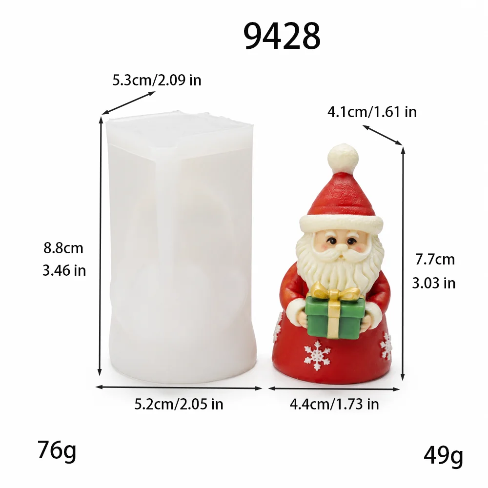 3D Santa Claus Candle Mold Christmas Making Candle Soap Gypsum Craft Cement Silicone Mold DIY  Christmas Gift