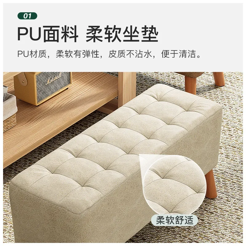 Wood Stool Household Small Bench Lazy Sofa Square Stool Small Chair Fabric Footstool Living Room Sitting Pier Benches image 4