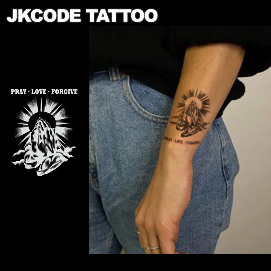 تصميم موقع قران مقاوم للماء وشم شبه دائم، وشم مؤقت، وشم رسم، ماريا المقدسة، الصلاة والحب، آخر 1-2 أسابيع