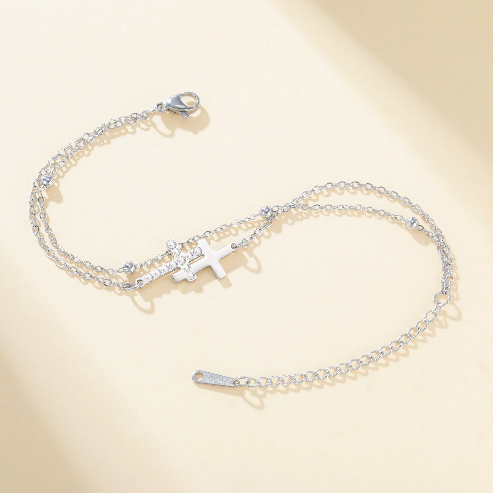 1pc Cross Zircon Stainless Steel Trendy Bracelet For Women Redemption Bless Amulet Christ Jesus Classic Jewelry