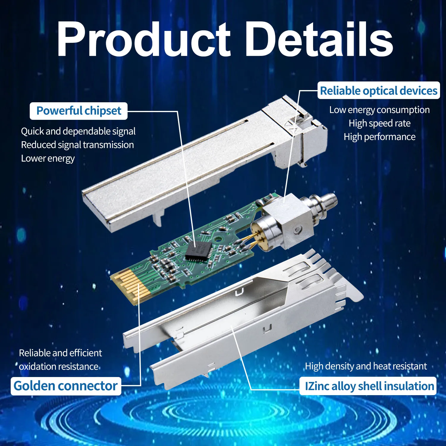 1.25Gb Bidi SFP Module LC Single Fiber Optical Transceiver Gigabit 20km 1310nm/1550nm Simplex for switch