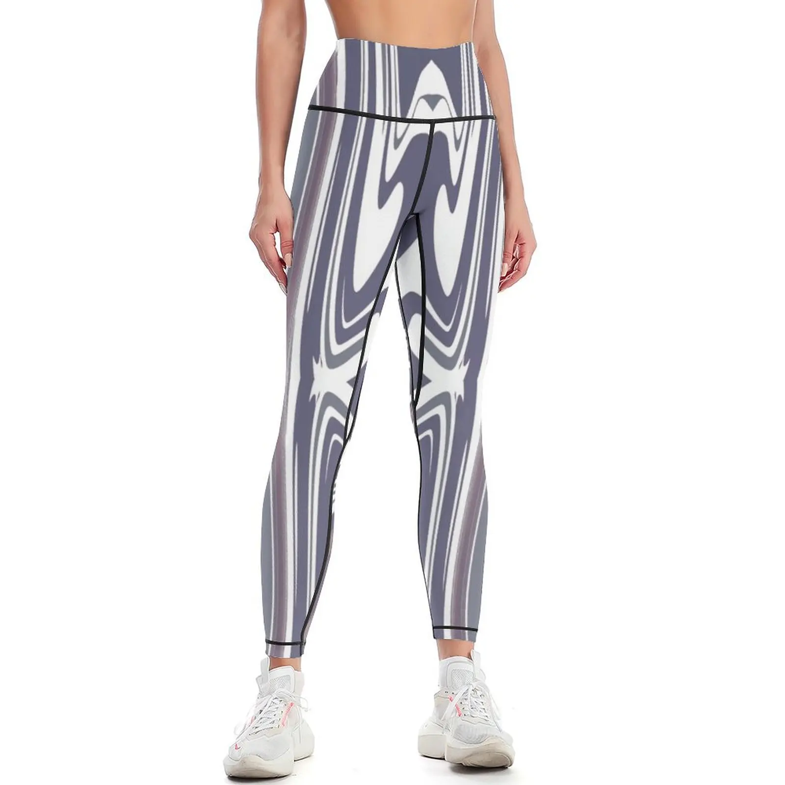 Abstract Zany Steely Grey Marbles, Curves & Swirls. Leggings high waist sports for push up Womens Leggings