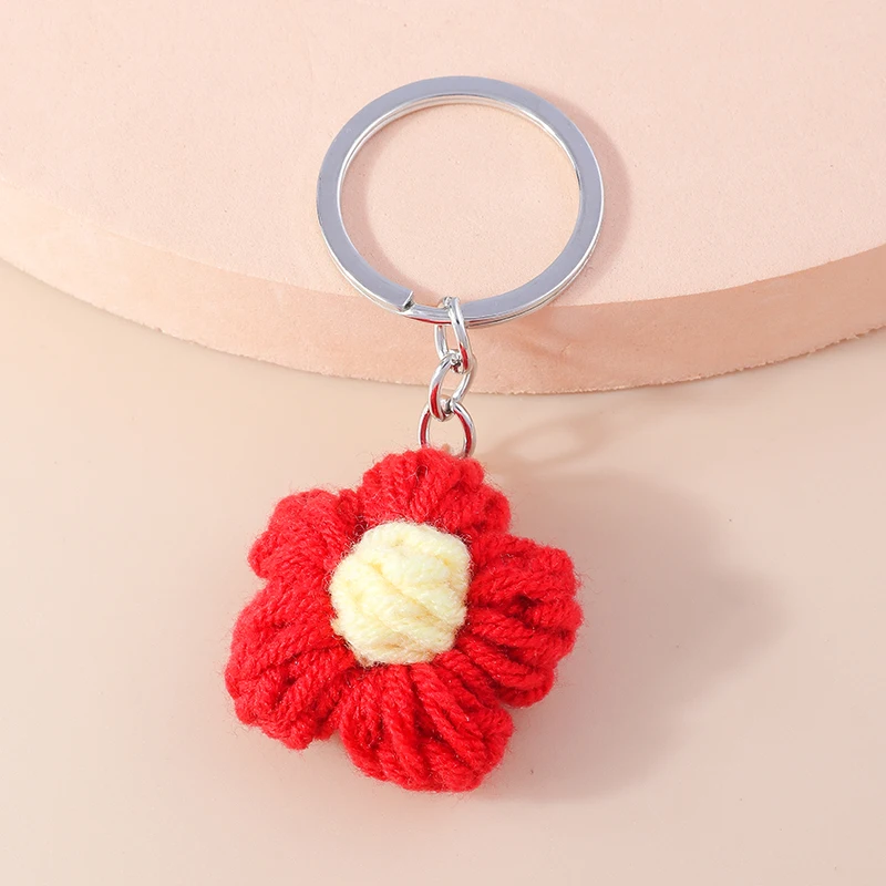 Aihua Heiße Neue Handgemachte Gestrickte Schlüsselbund Schlüsselring Für Frauen Mädchen Nette Gehäkelte Blume Anhänger Auto Schlüssel Ring Handtasche Charme Geschenke – Detail 10