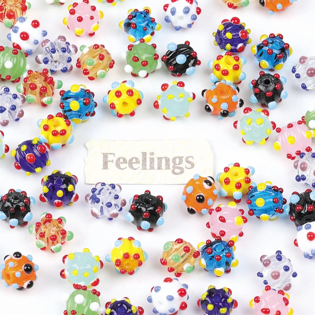 5/10pcs Random Color 12mm Raised Dots Lampwork Glass Loose Beads DIY Bracelet Handmade Jewelry Making Supplies